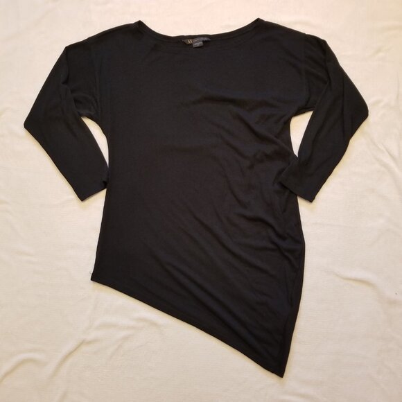 Armani Exchange Asymmetrical Hem Black Long Sleeve Top Small Wool Shirt/Dress S - Picture 10 of 12